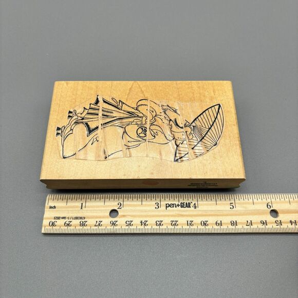 Stamps in Motion Wood Mounted Rubber Stamp 1996 Geisha with Umbrella Vintage - Picture 5 of 6